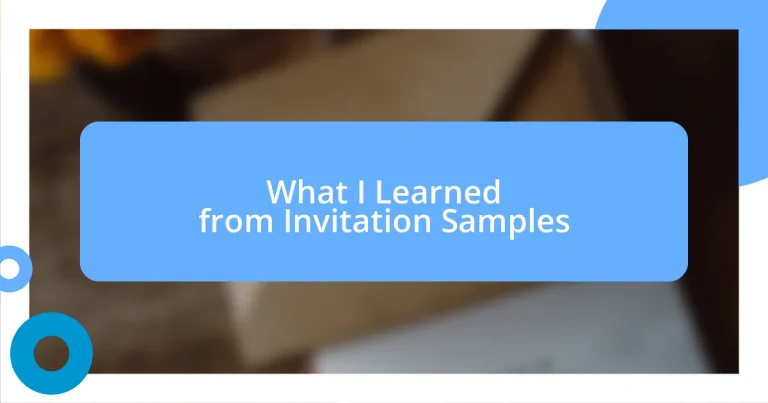 What I Learned from Invitation Samples